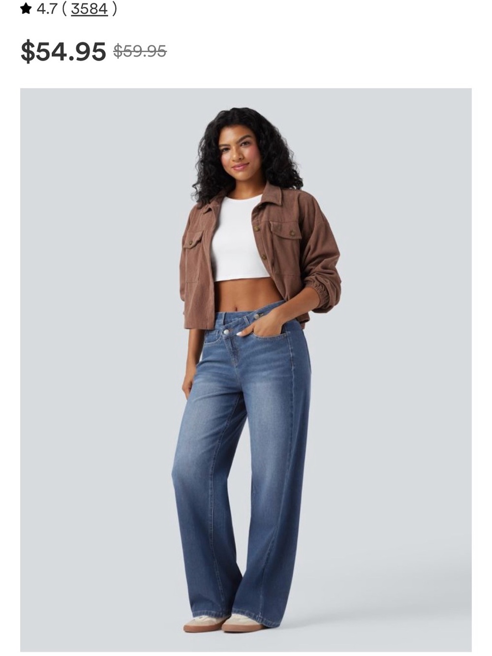HALARA Wide-Leg High-Rise Jeans in Medium Blue